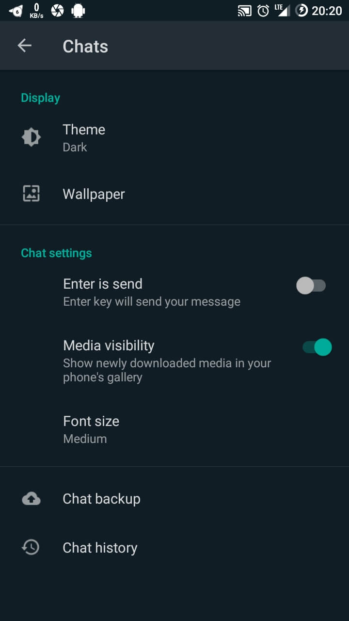 mengubah tampilan gelap whatsapp