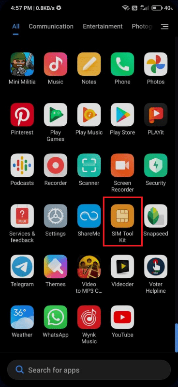 Arahkan ke Sim Tool Kit di ponsel Android Anda. Perbaiki Sayangnya, proses com.android.phone telah berhenti